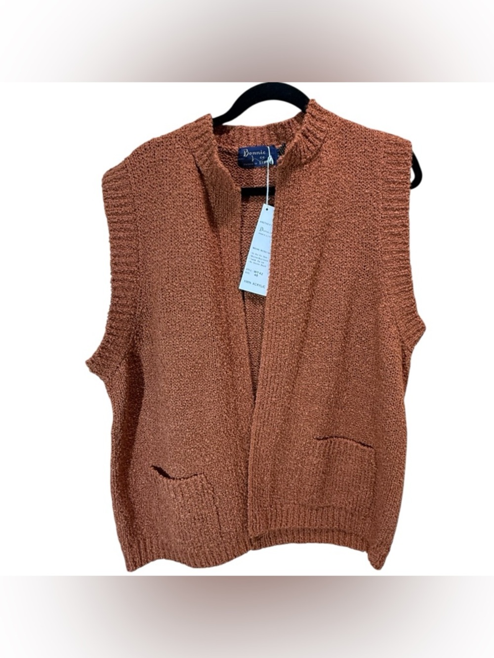 Vintage Men’s Bonnie Lee LeRoy Knit Sweater Vest Burnt Orange Size 48 Large NWT